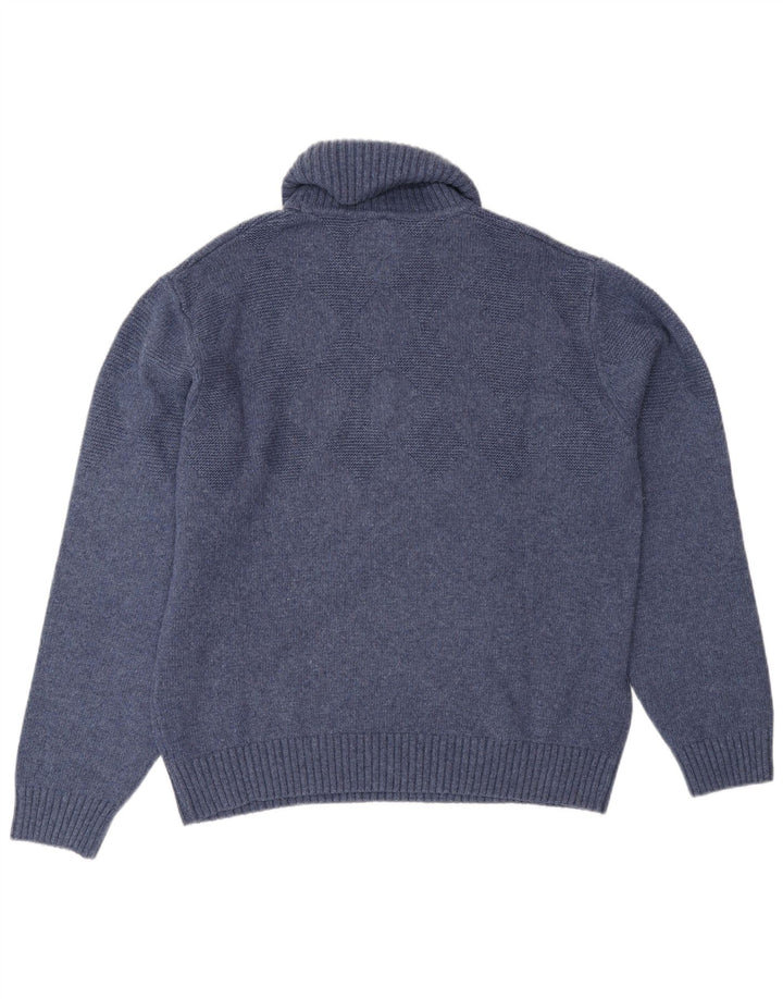 SIR RAPHAEL Suéter tipo jersey con cuello vuelto para mujer UK 20 2XL Lana azul marino