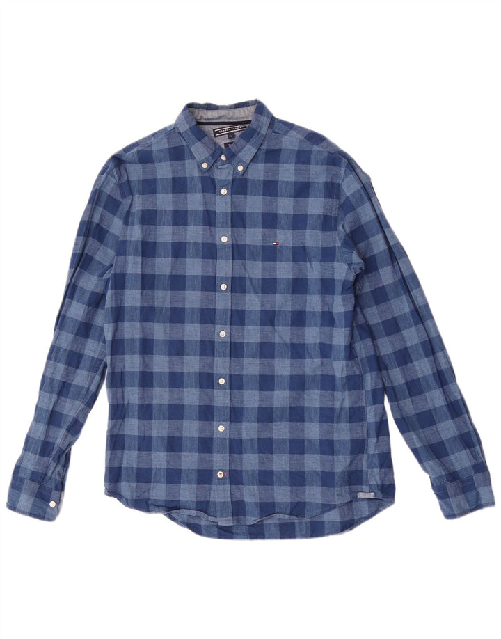 Camisa Tommy Hilfiger de corte regular para hombre de algodón a cuadros azul grande