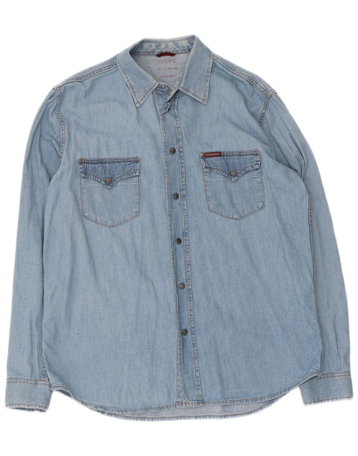 Camisa vaquera Carrera para hombre de algodón azul grande