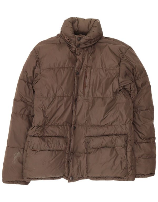 Alberto Aspesi Chaqueta acolchada con capucha para hombre UK 36 Small Brown Nylon