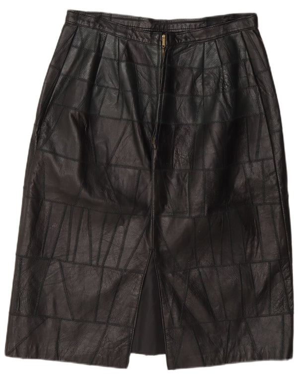 Falda de cuero vintage para mujer W28 Pequeño Negro