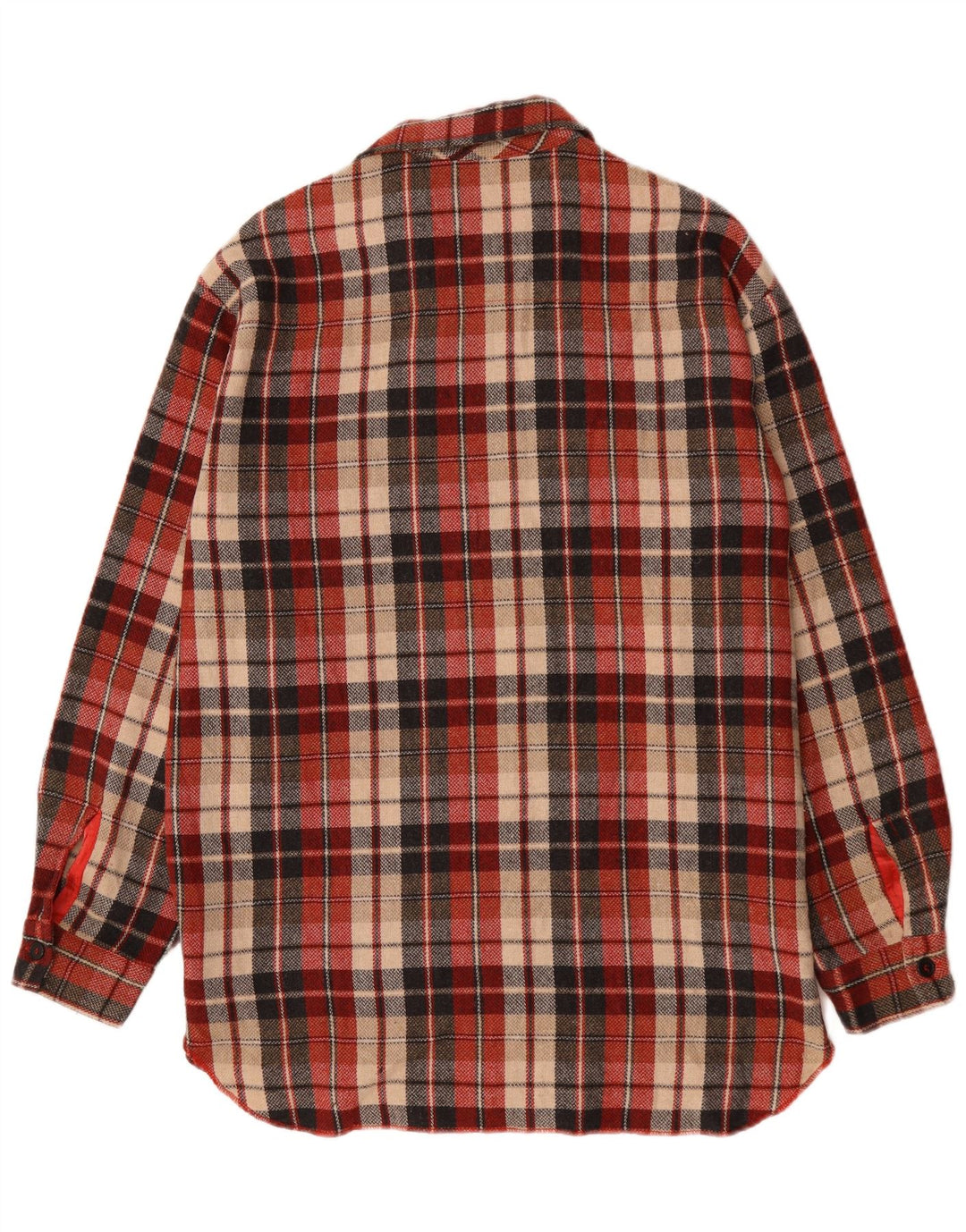 Benetton Camisa Oversize Mujer ES 40 XL Poliéster A Cuadros Rojo