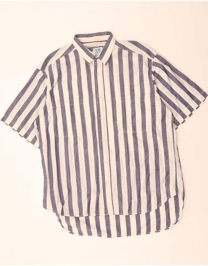 BENETTON Camisa de manga corta para hombre grande azul marino a rayas