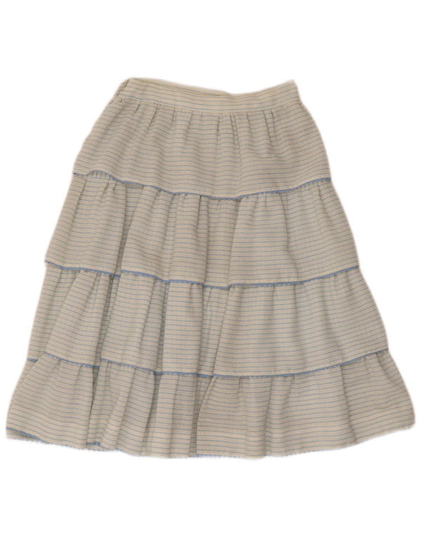 Vintage mujer falda escalonada W26 pequeña rayas blancas