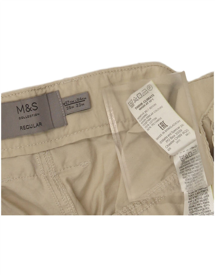 Marks & Spencer Pantalones cargo regulares para hombre W38 L33 Algodón beige
