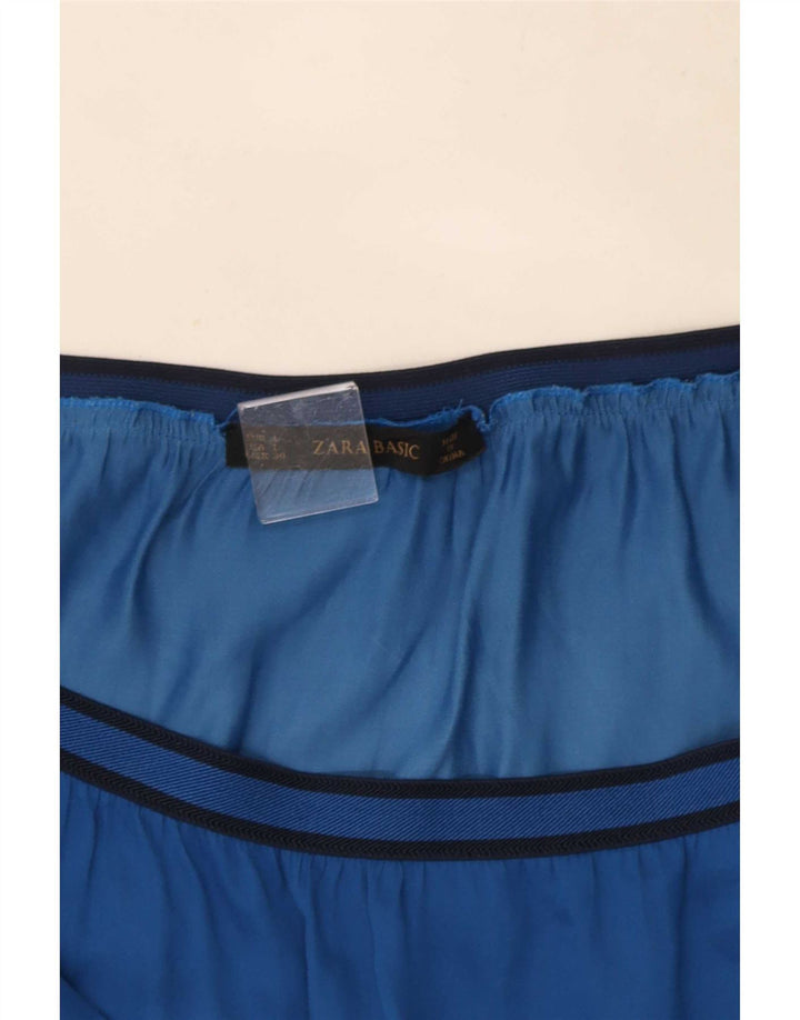 Zara Mujer Falda Acampanada Grande W30 Azul