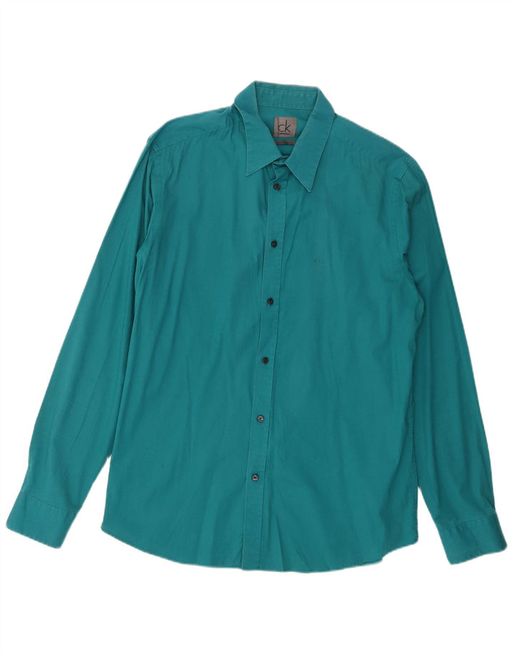 CALVIN KLEIN Camisa elástica para hombre XL Algodón verde