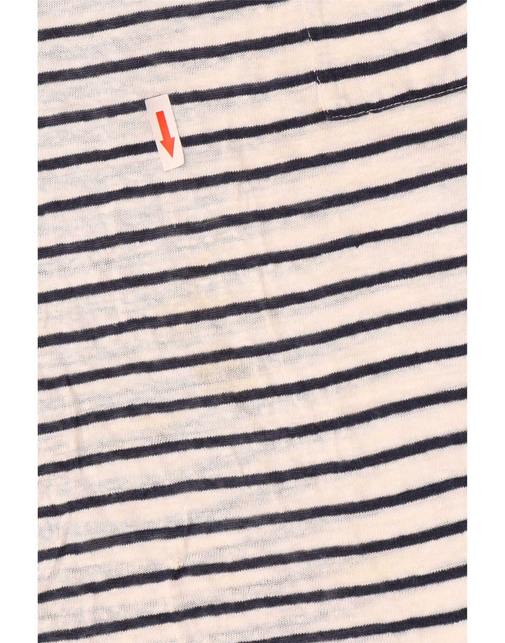 Massimo Dutti Camiseta Mujer Top UK 44 Mediano Blanco Rayas