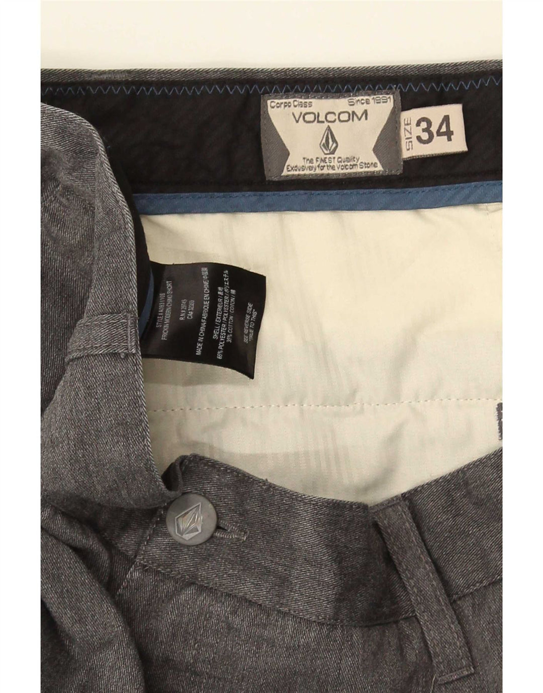 Volcom Pantalones cortos chinos para hombre W34 Algodón moteado gris grande