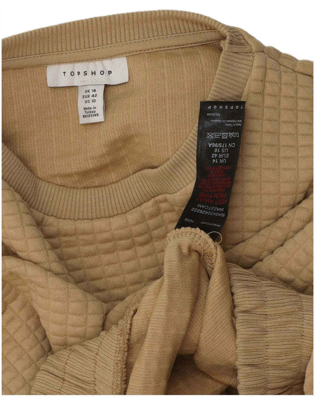 Topshop - Sudadera corta para mujer, talla 40, poliéster beige grande