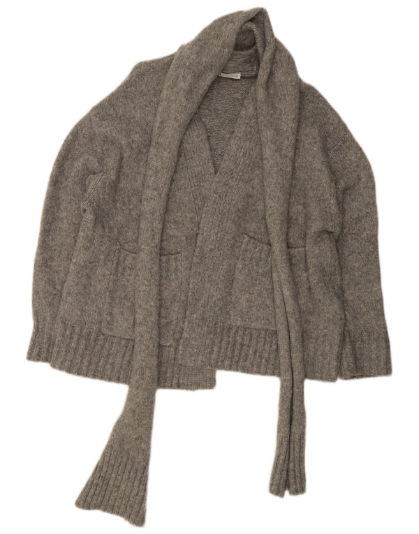 Zara - Cárdigan extragrande con lazo frontal para mujer, talla 46, nailon gris grande