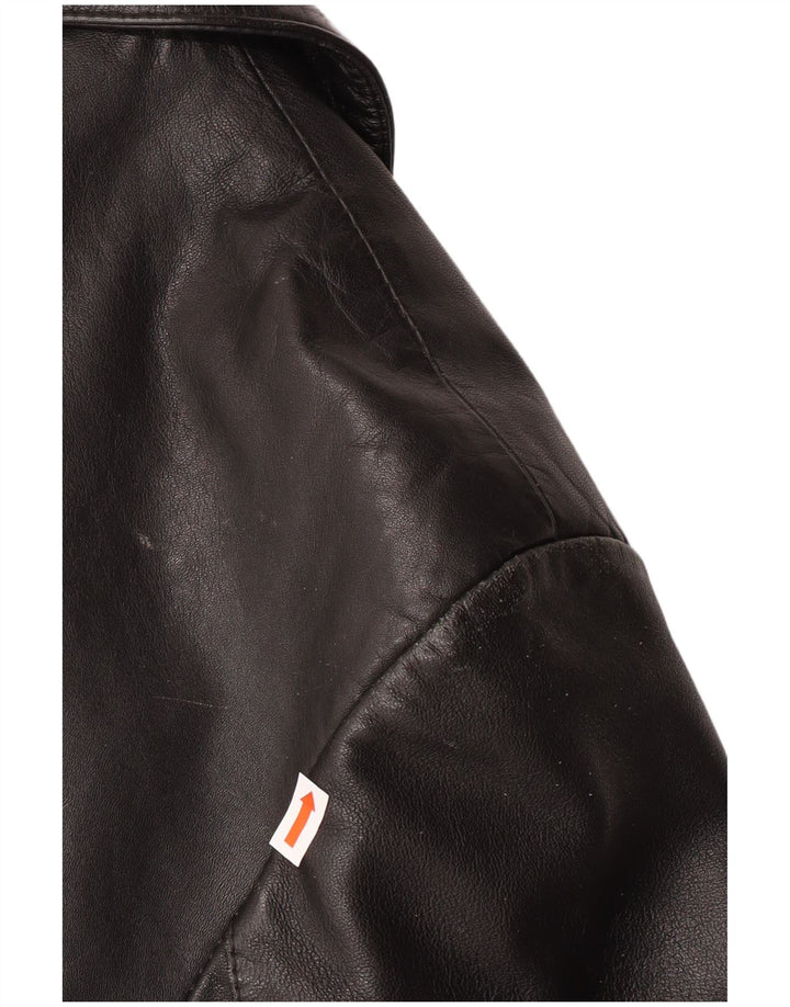 Vintage mujer chaqueta de cuero Reino Unido 16 cuero negro grande
