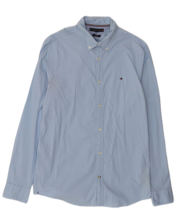 Tommy Hilfiger Camisa Slim Fit para Hombre Azul Grande