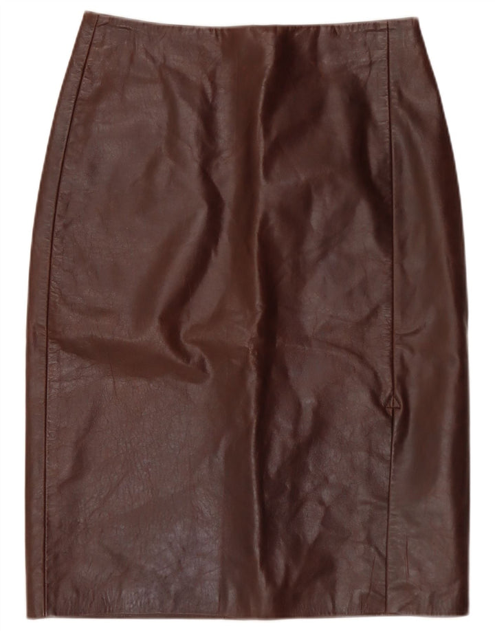 Falda de cuero vintage para mujer IT 40 Small W28 Cuero marrón