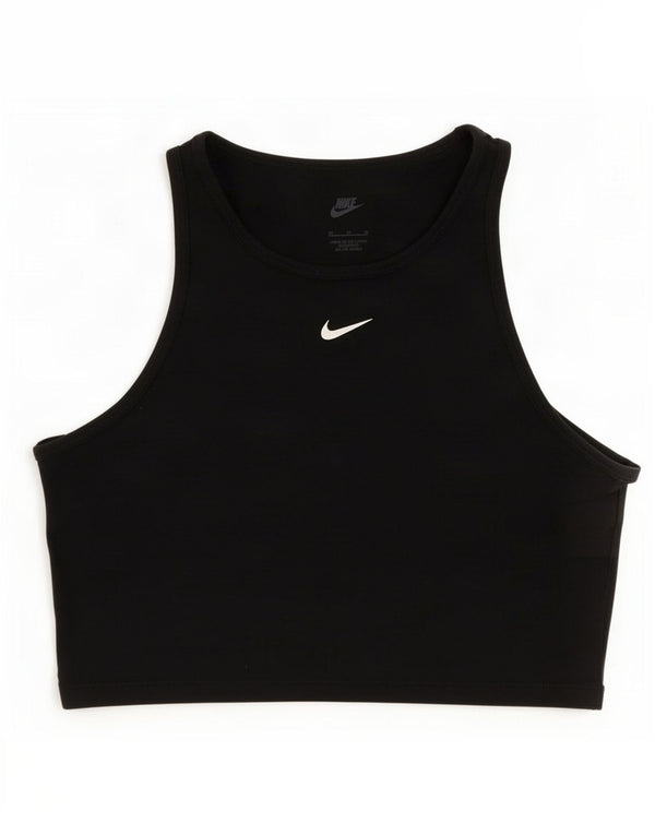 Nike Mujer Swoosh Graphic Sport Bra Top UK 12 Mediano Negro