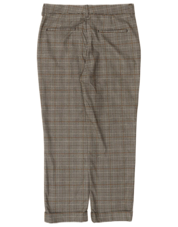 Zara Pantalón De Traje Recto De Cintura Alta Para Mujer EU 36 XS W26 L25 Cuadros Grises