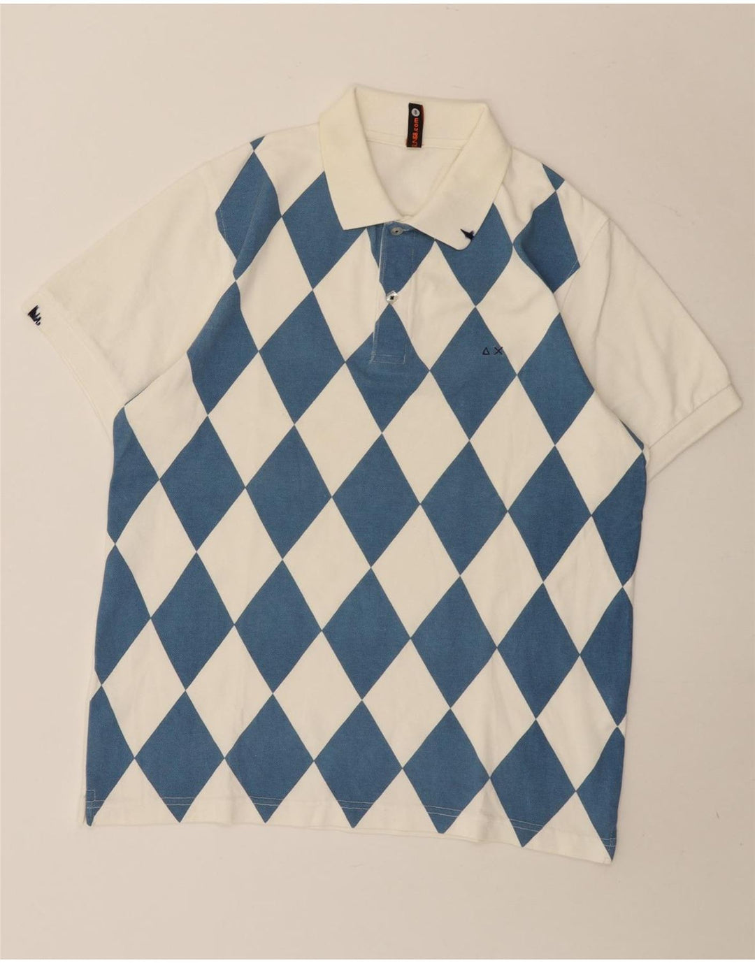 Polo Sun68 para hombre de algodón Argyle/diamante blanco mediano