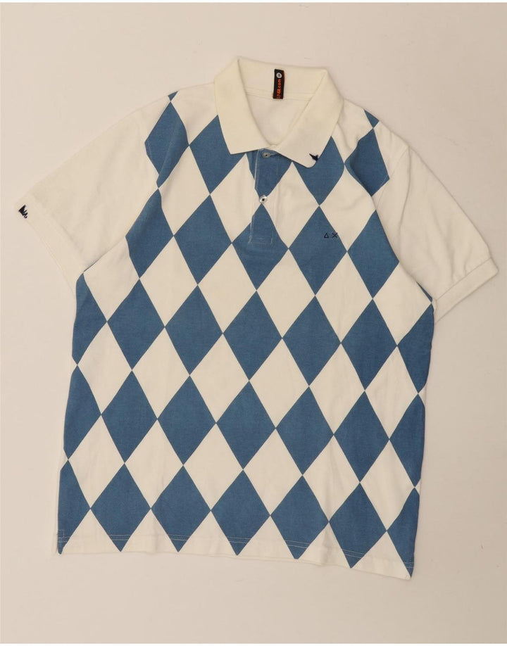 Polo Sun68 para hombre de algodón Argyle/diamante blanco mediano