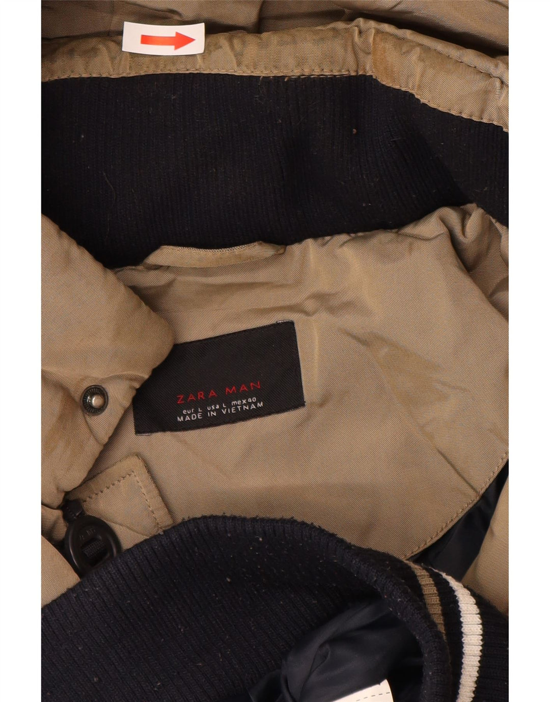Zara Mens Chaqueta Acolchada Con Capucha UK 40 Large Beige Nylon
