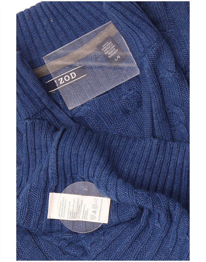 Izod Jersey con cuello y cremallera para hombre, talla grande, algodón azul