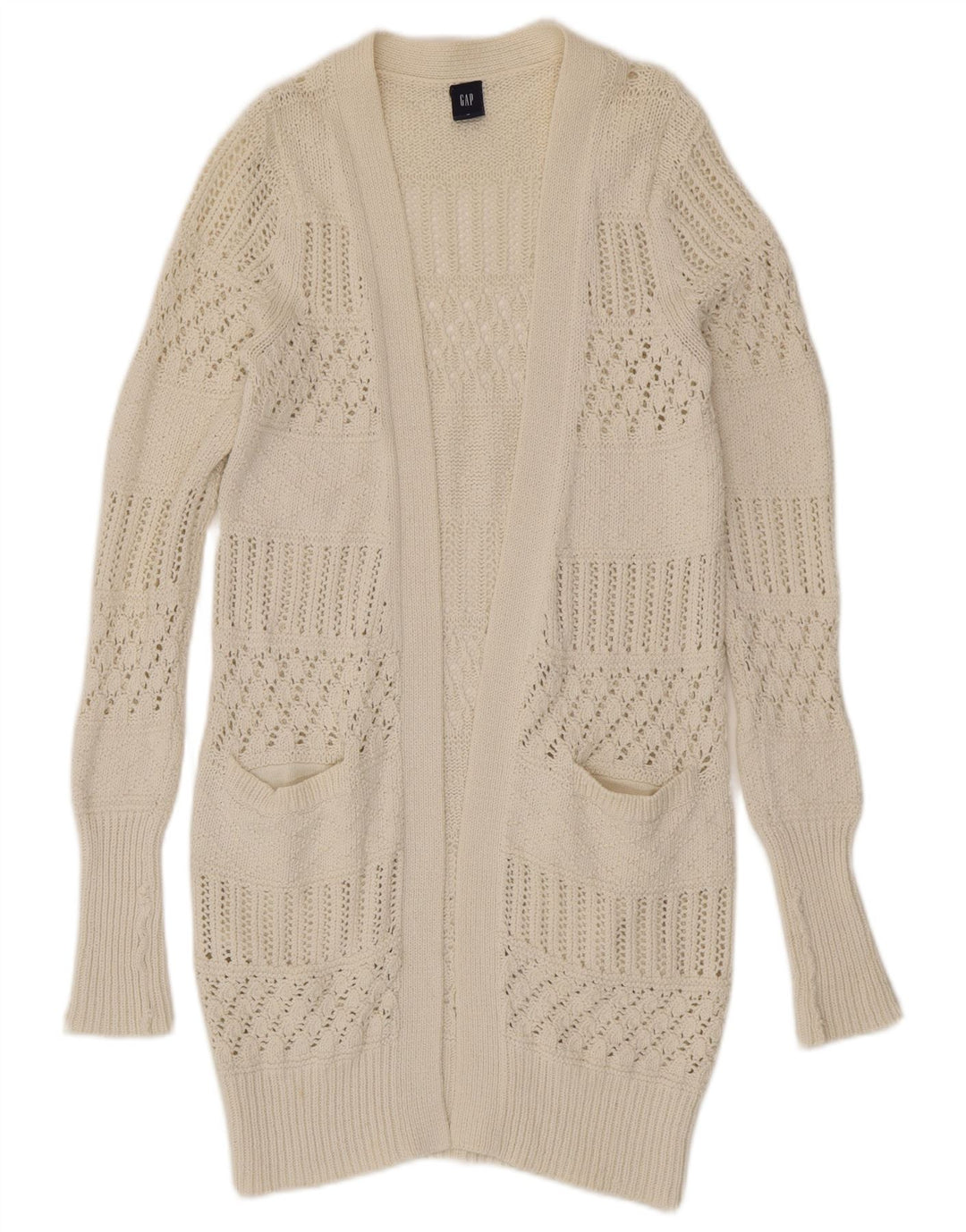 Gap - Cárdigan abierto largo para mujer, talla 40, algodón blanco mediano