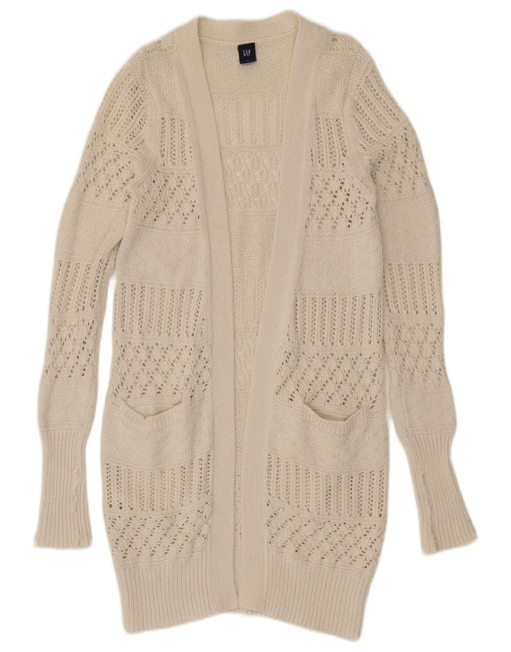 Gap - Cárdigan abierto largo para mujer, talla 40, algodón blanco mediano