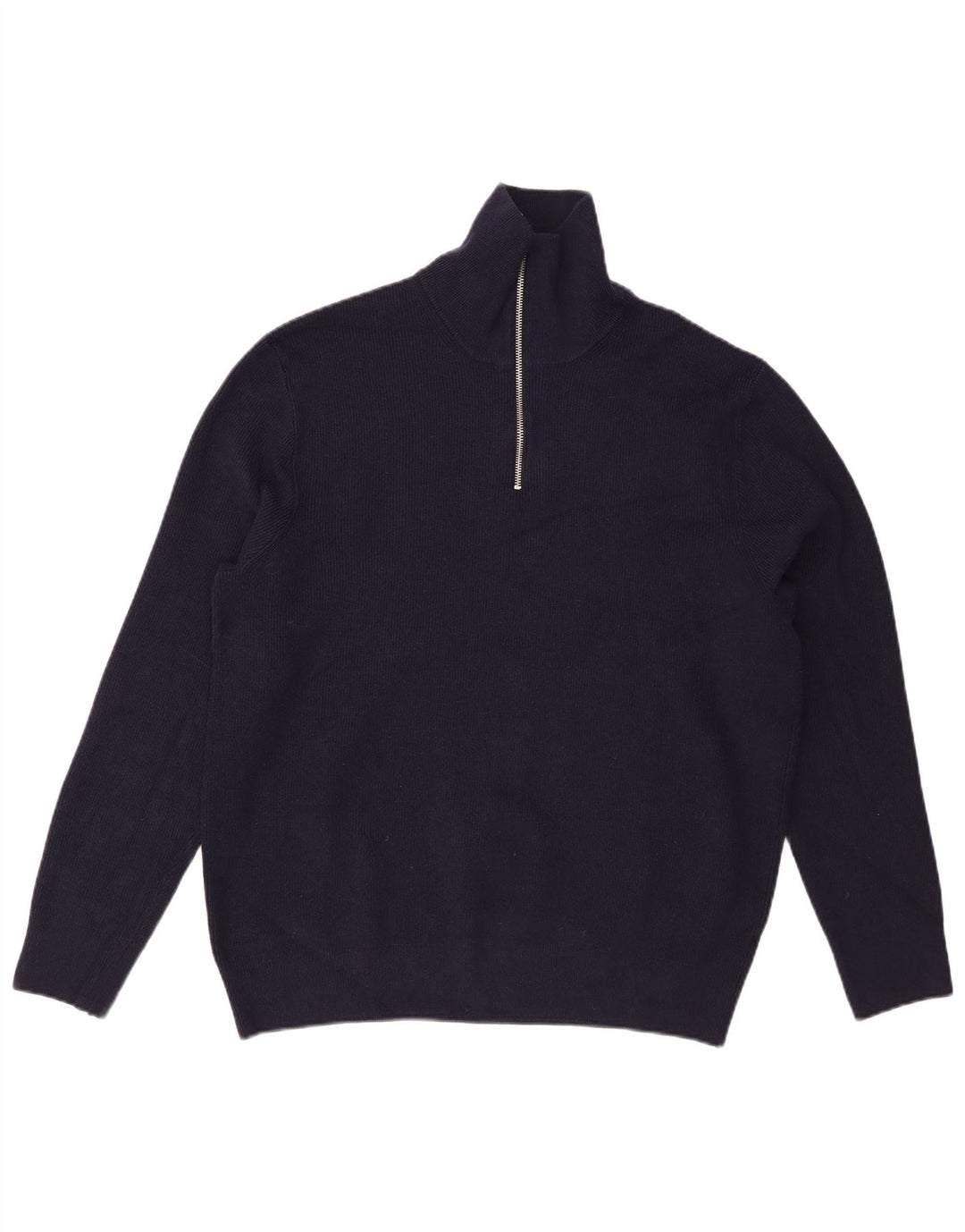 Marks & Spencer Jersey con cuello y cremallera para hombre XL Algodón azul marino