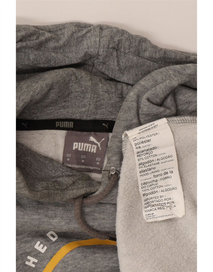 PUMA Jersey con capucha gráfica para hombre de algodón gris medio