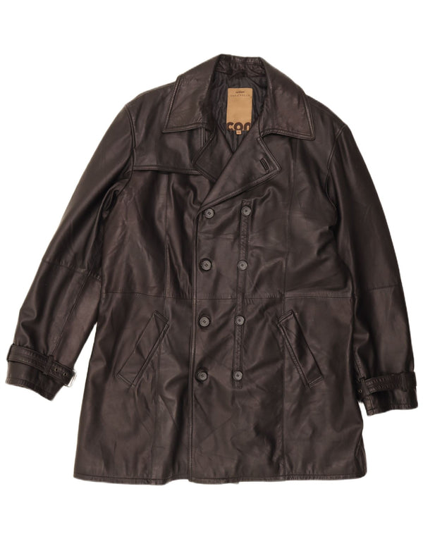 Conbipel Abrigo de cuero para hombre IT 54 XL Cuero negro