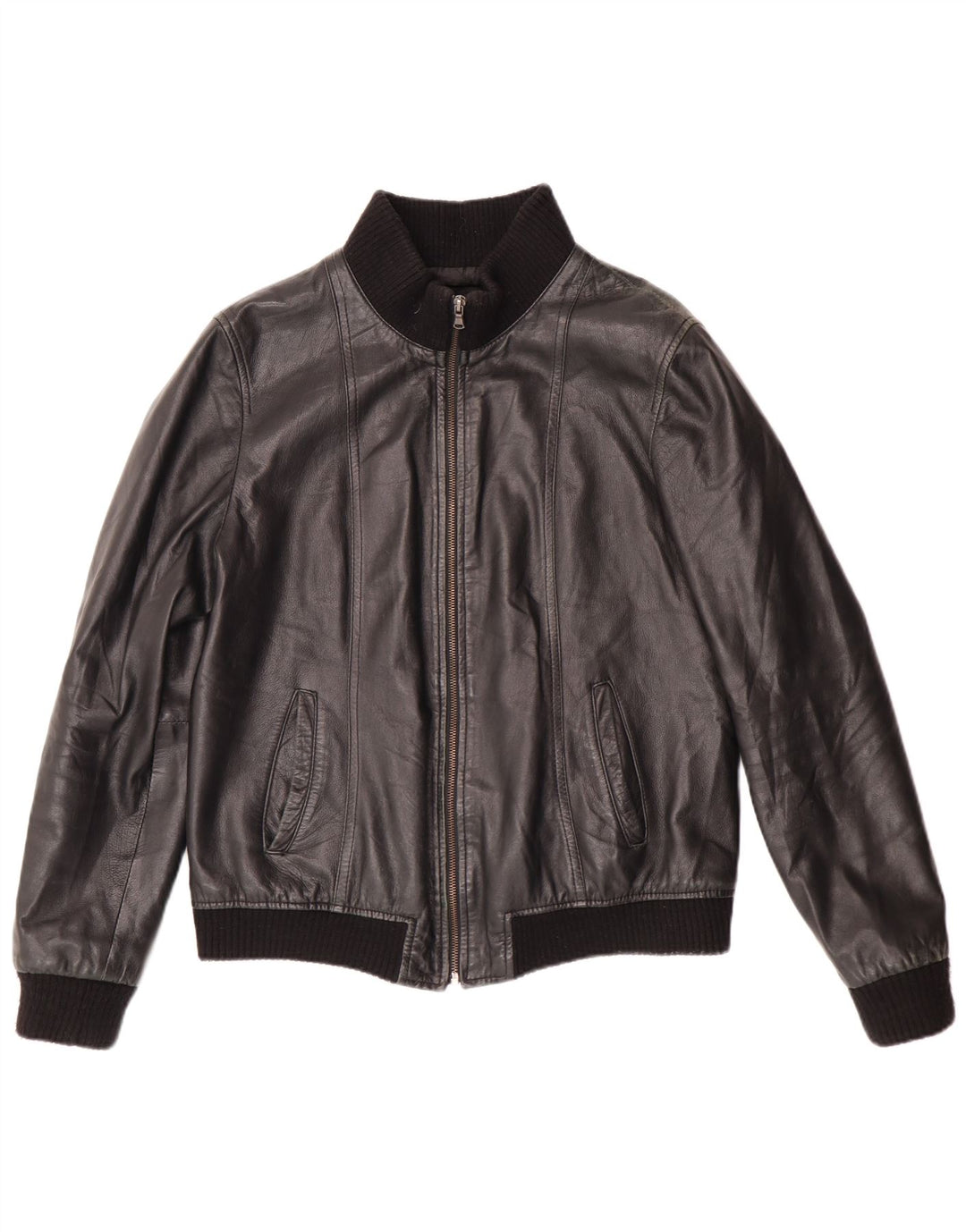 Talenti Chaqueta de cuero para mujer UK 44 Grande Negro