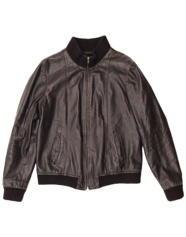 Talenti Chaqueta de cuero para mujer UK 44 Grande Negro