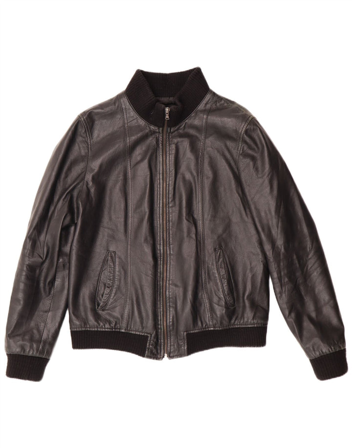 Talenti Chaqueta de cuero para mujer UK 44 Grande Negro