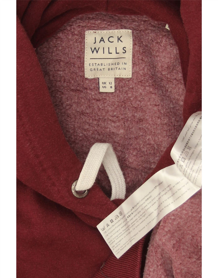 JACK WILLS Jersey con capucha gráfico para mujer Reino Unido 12 Algodón burdeos mediano