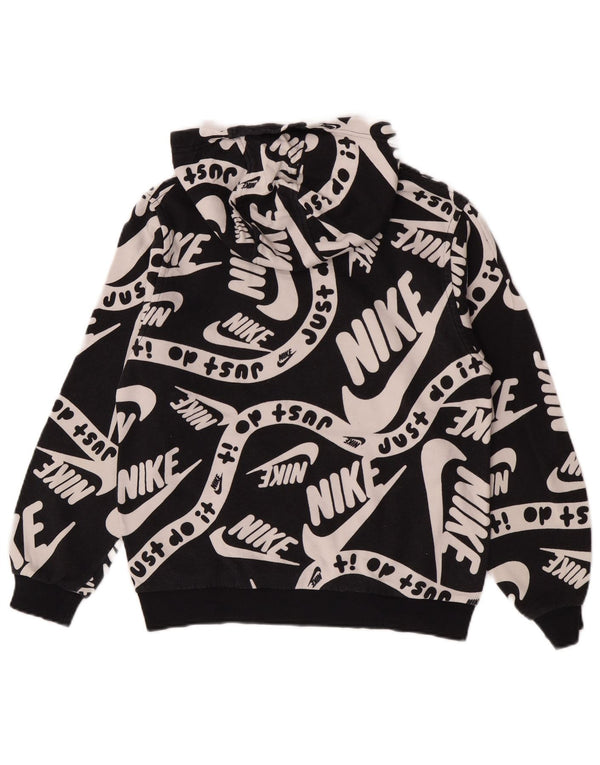 Nike - Sudadera con capucha para niños, diseño gráfico, ajuste regular, talla grande, algodón negro, 12-13 años