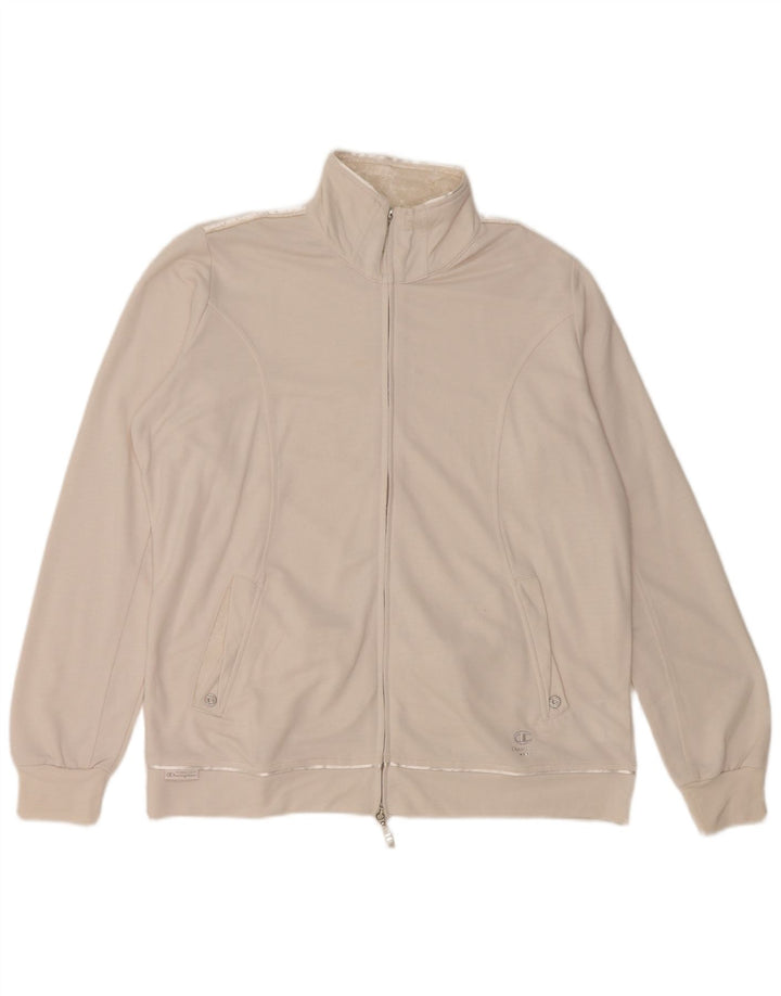 CHAMPION Chaqueta superior de chándal de ajuste fácil para mujer UK 46 Poliéster blanco grande