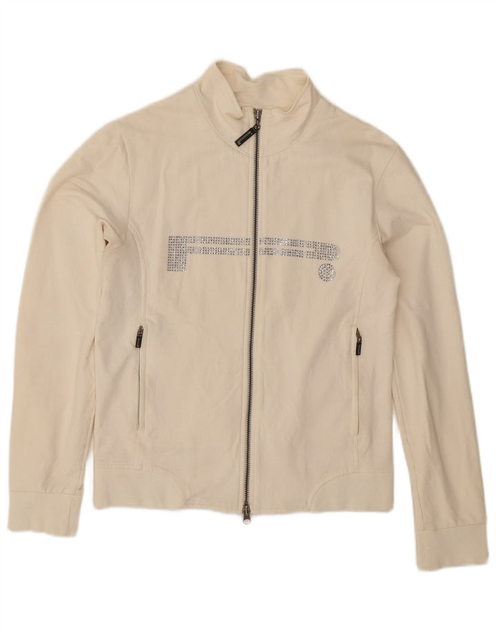 Pirelli Chaqueta superior de chándal gráfico para mujer UK 10 Small Off White Cotton