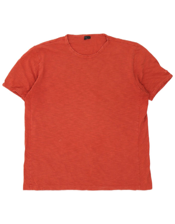 Hugo Boss Camiseta ajustada para hombre Top 2XL Algodón moteado naranja
