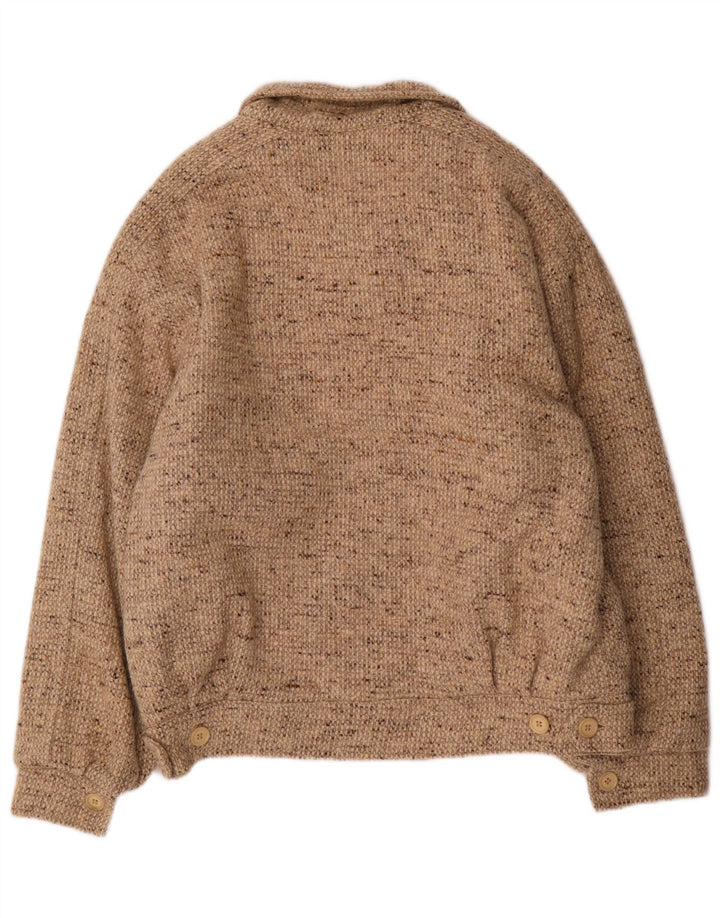 VINTAGE Chaqueta bomber para hombre Reino Unido 38 Lana moteada beige mediana