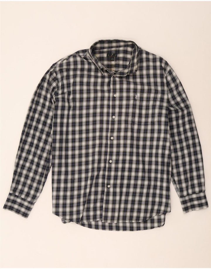 STS Camisa De Franela Hombre Talla 42/43 Grande Azul Cuadros Poliéster