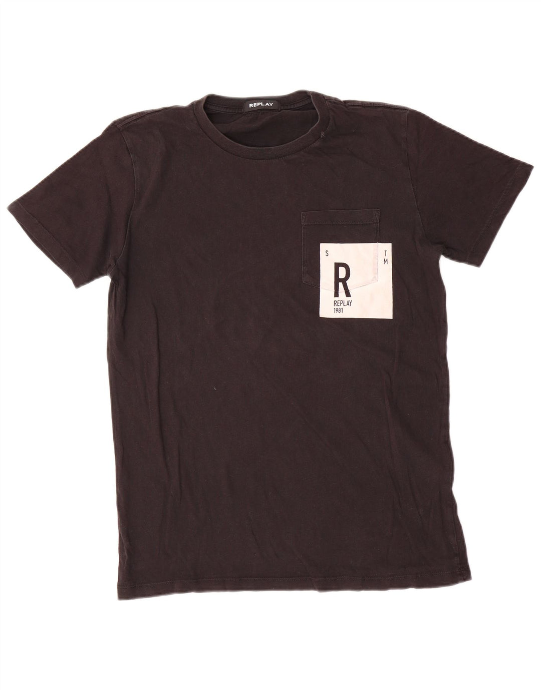 Replay Camiseta gráfica para hombre Top mediano de algodón negro