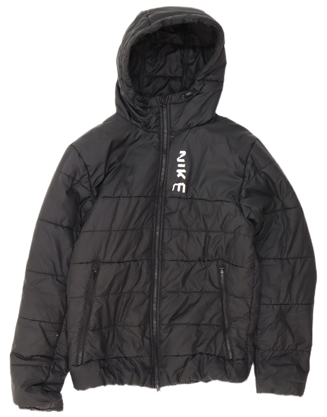 Nike Chaqueta acolchada con capucha Therma-Fit para hombre UK 38 Mediana Negro Poliéster