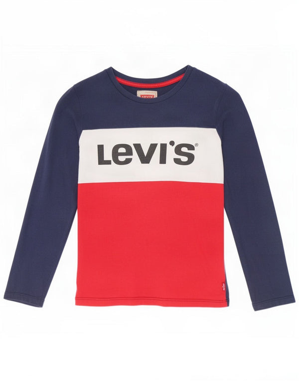 Levi's Boys Graphic Top manga larga 9-10 años Azul marino Colorblock
