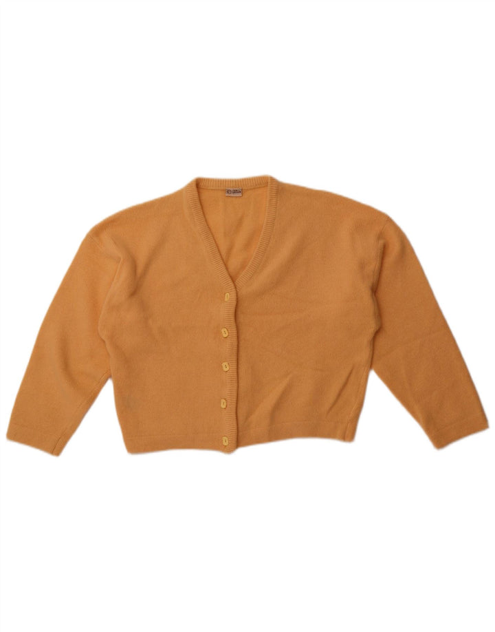 Vintage mujer crop cardigan suéter Reino Unido 14 lana naranja mediana