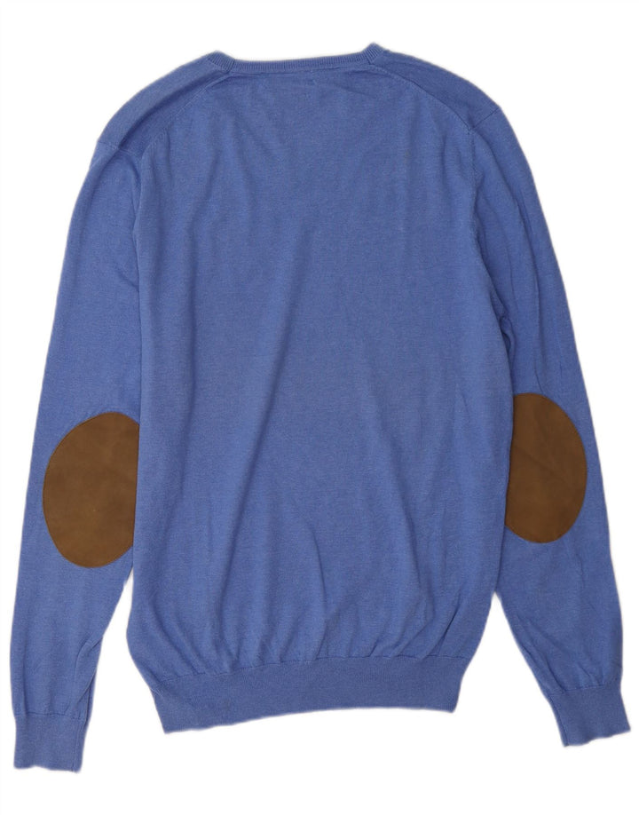 Jersey Massimo Dutti Hombre Cuello Pico Algodón Azul Medio