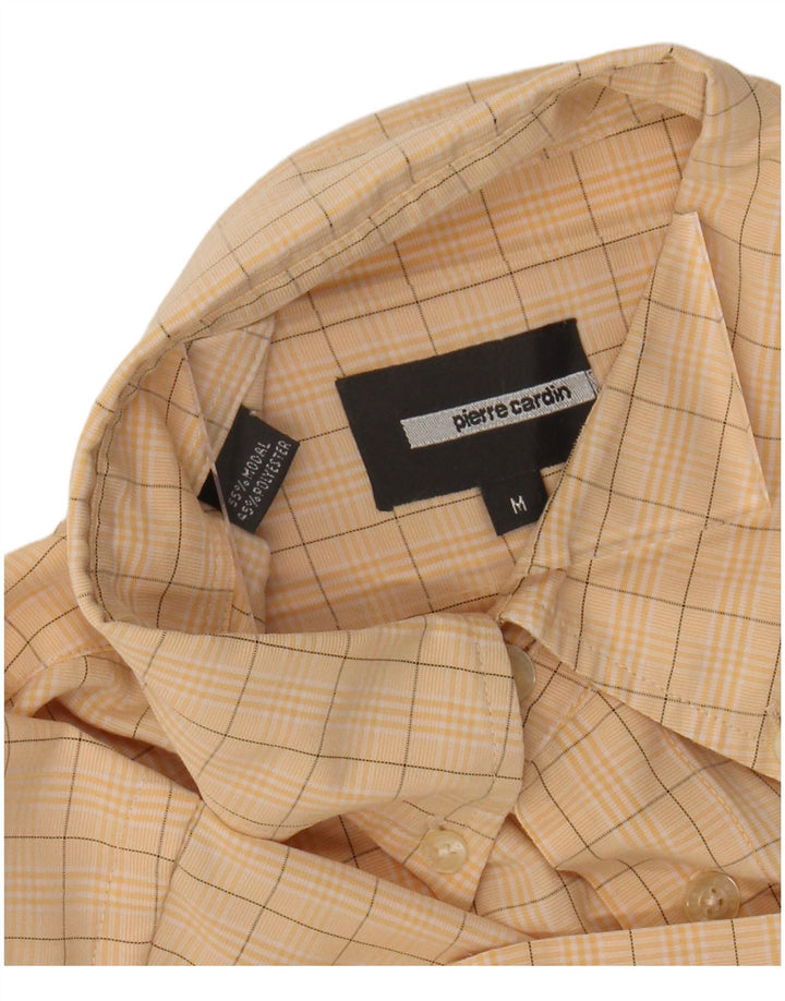 PIERRE CARDIN Camisa Manga Corta Hombre Modal Cuadros Amarillo Medio