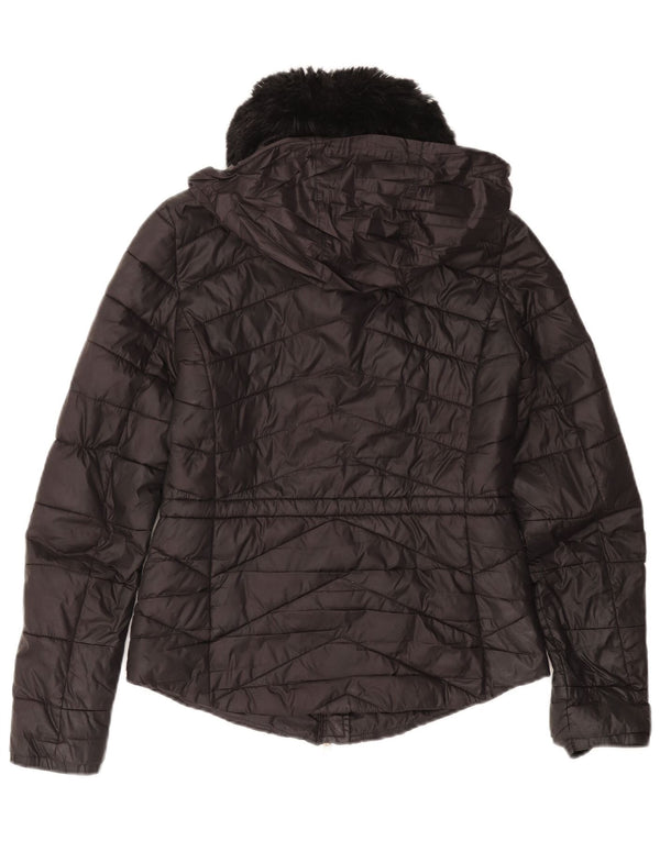 BARBOUR Chaqueta acolchada con capucha para mujer UK 8 Small Poliamida negra