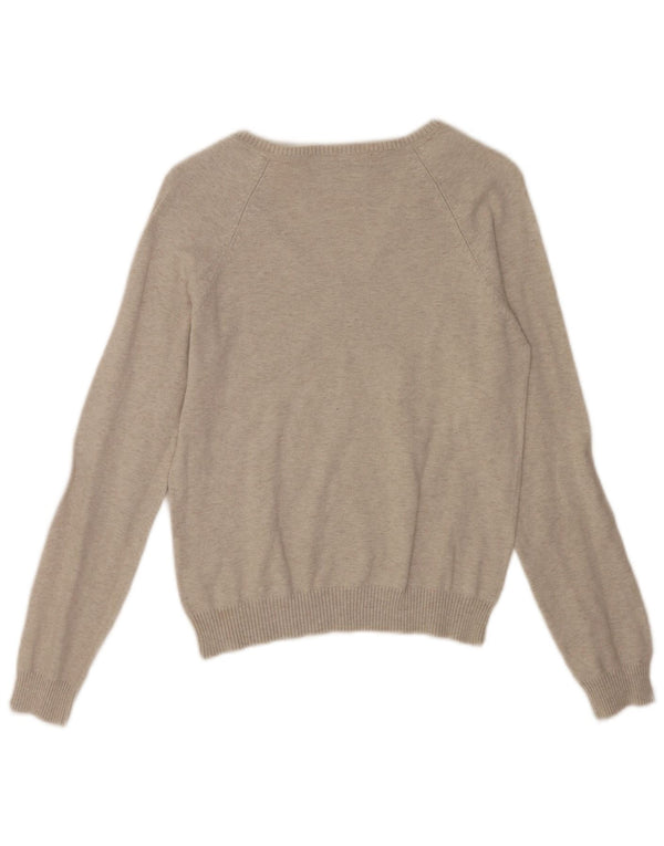 Zara - Jersey corto con cuello en V para mujer, talla 40, talla grande, algodón gris