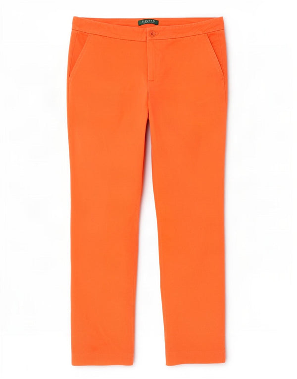 Ralph Lauren - Pantalones chinos delgados para mujer US 6 mediano W30 L28 algodón naranja