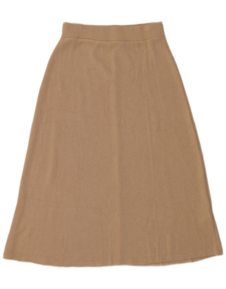Zara Mujer Falda Midi Mediana W28 Viscosa Beige