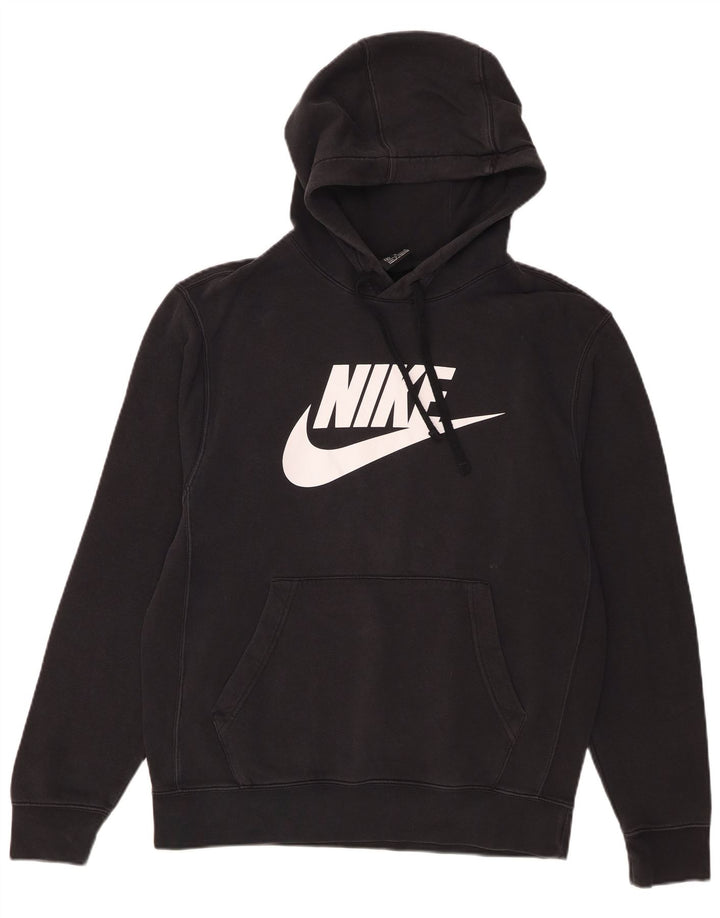 Nike Sudadera con capucha gráfica para hombre, jersey de algodón negro mediano